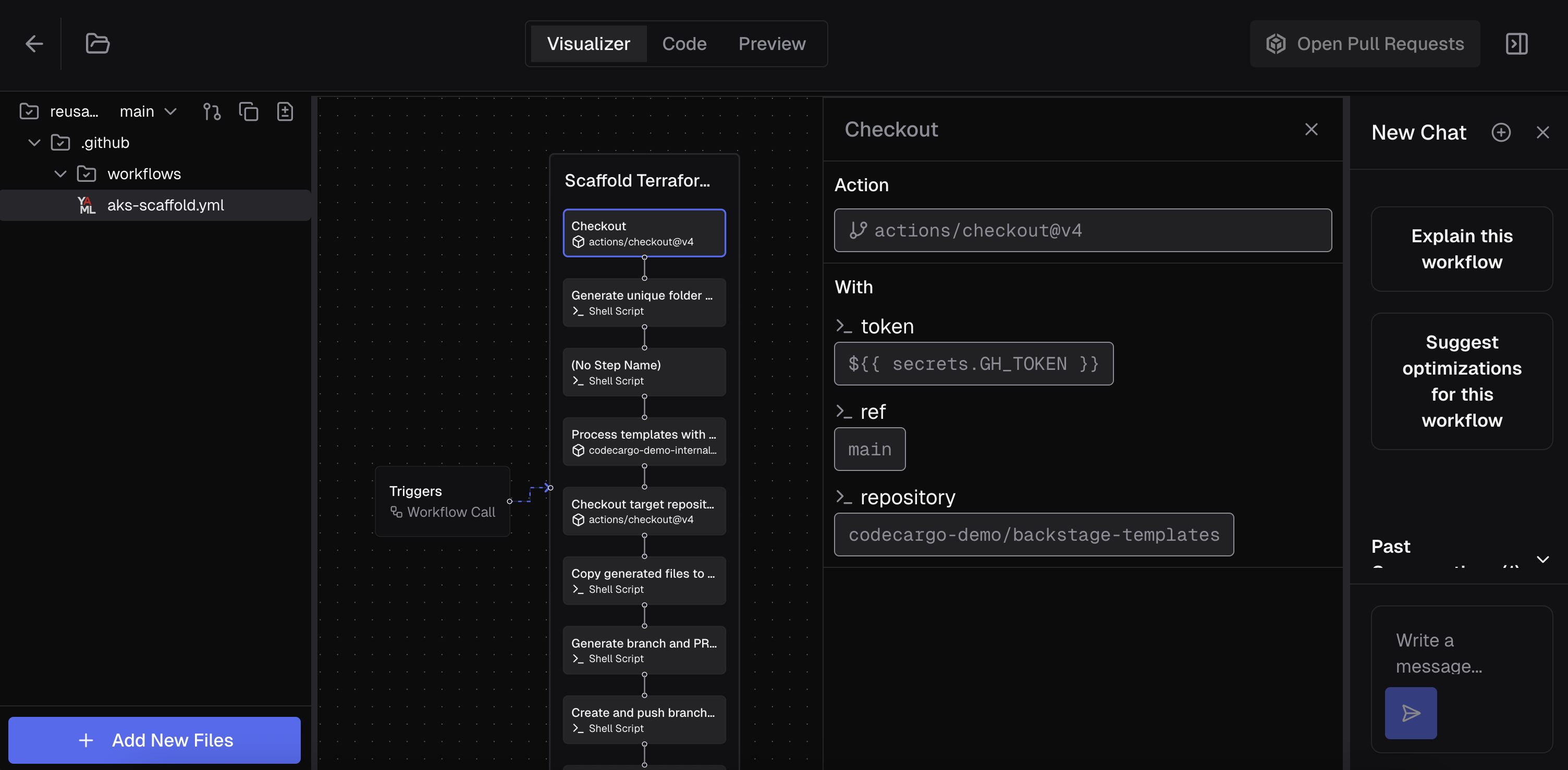 initial editor screen with visualizer